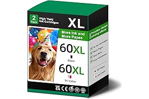 60XL Ink Cartridges for HP 60 Black Ink Cartridge: Vibrant Prints, Exceptional Performance