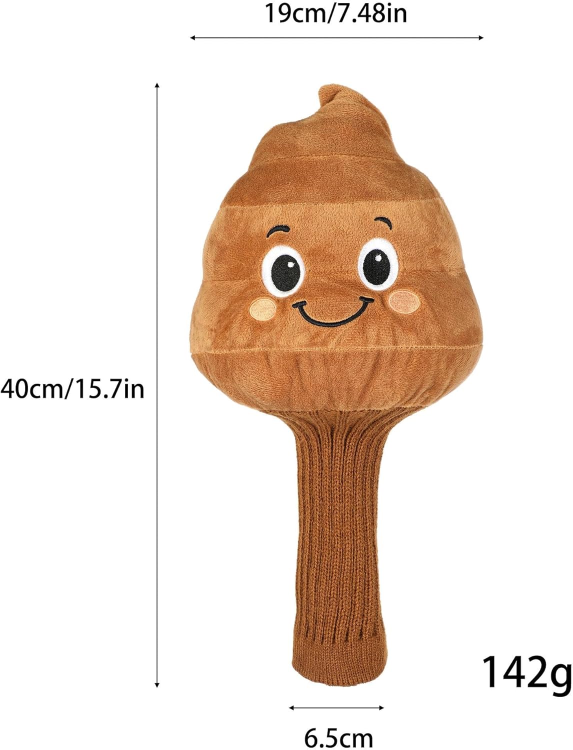 Funny Poop Face Golf Club Headcover – Plush Novelty Driver Head Cover with Cute Smile – Fits Most 460cc Drivers – Soft Protection & Unique Gift for Golf Lovers