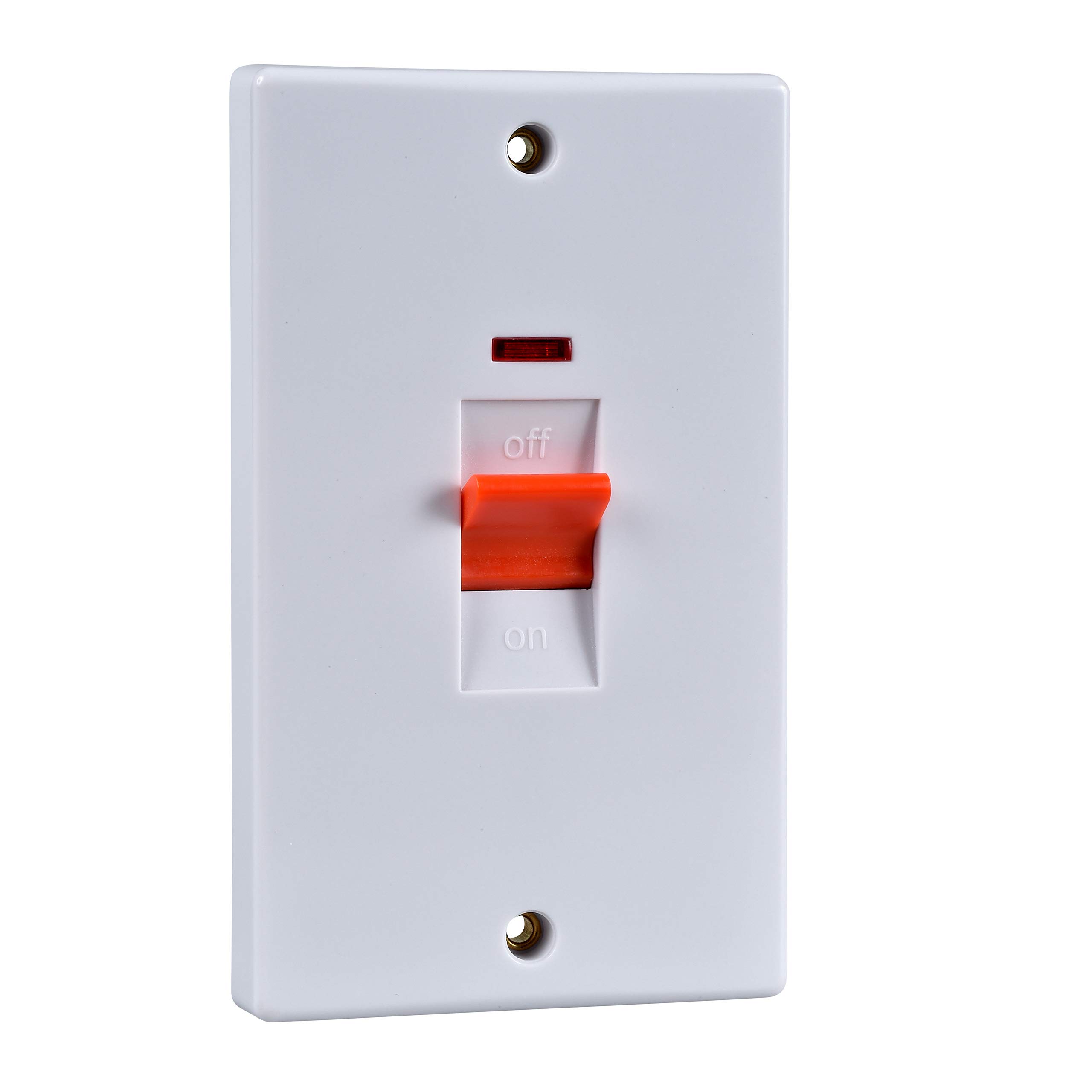 Schneider Electric Brushed Steel/Silver Get Gu4021 - Ultimate White Moulded - 45A Double Pole Switch & Neon