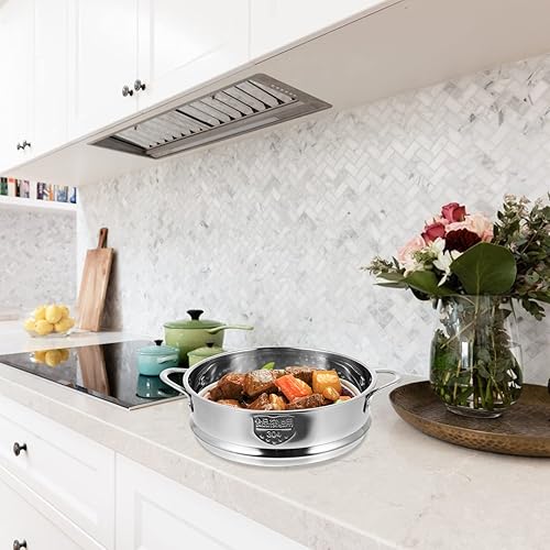 Miniatura 2 de Operitacx Vaporizador de pescado de acero inoxidable con doble asa para moño, rejilla de vapor, colador de cocina, utensilios de cocina para el