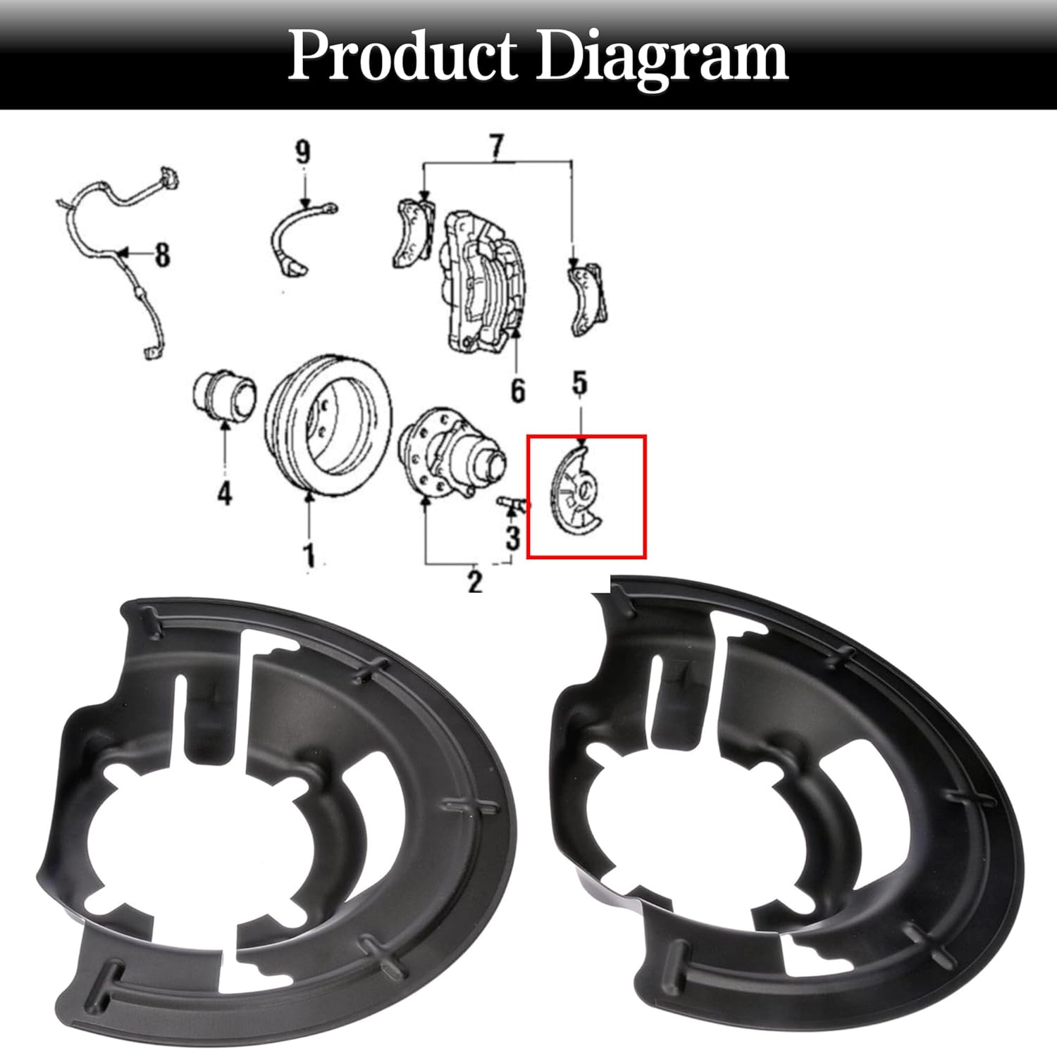Front Brake Dust Shield for Ford Super Duty F-250 F-350 F-450 F-550 1999-2004 Replace F81Z1214AA 924-483 Left and Right