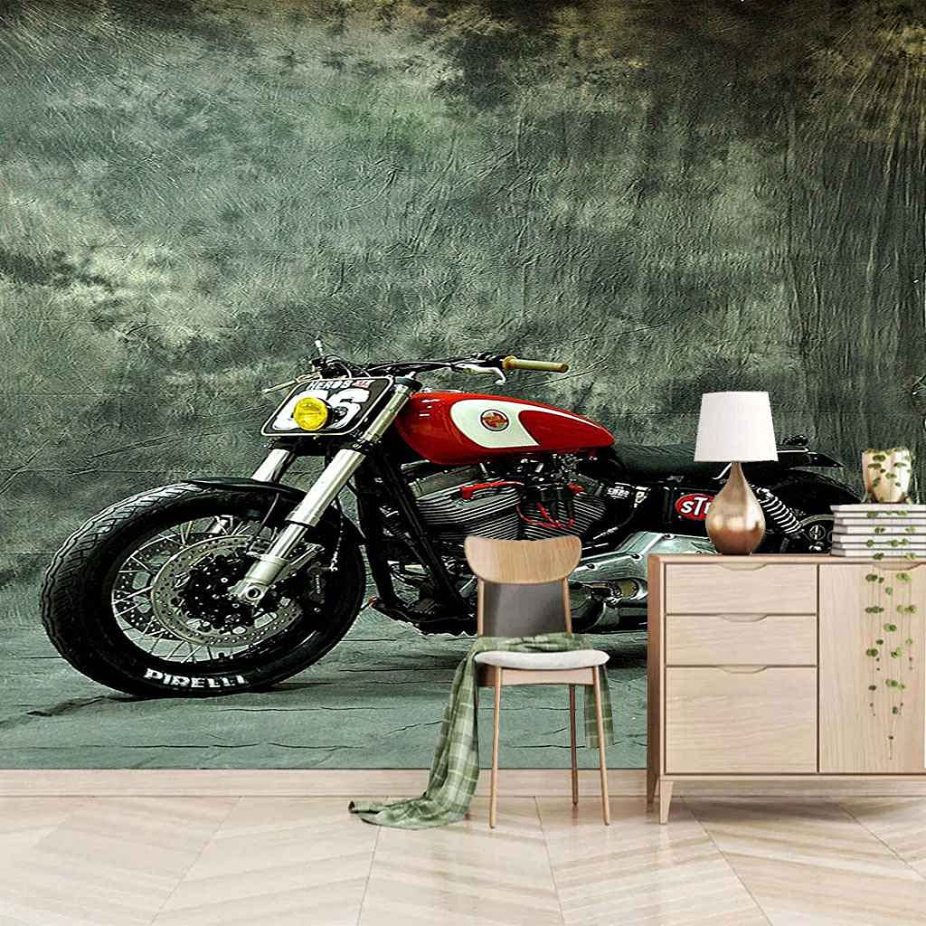 Papier Peint Photo 3D Moto Rouge Poster Géant Toile Salon 400x280