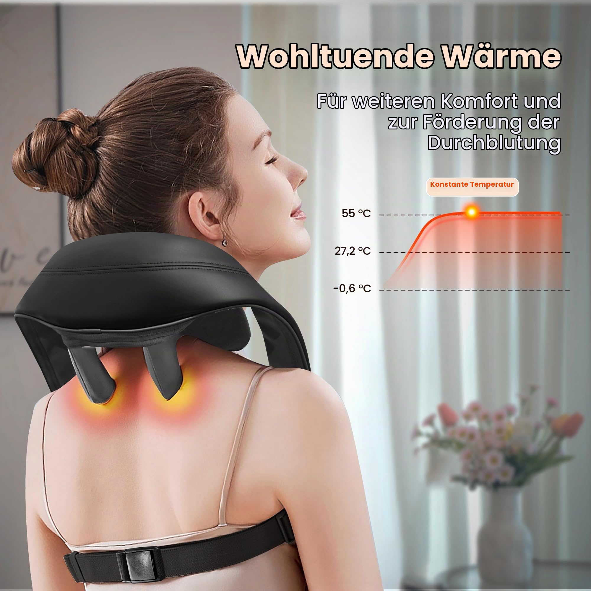 COMFIER Kabelloses Shiatsu Nackenmassagegerät mit Wärme | 4D Tiefenknetmassage für Nacken, Schultern und Rücken, 3 Modi, PU-Leder, Tragetasche, Geschenk für Frauen und Männer