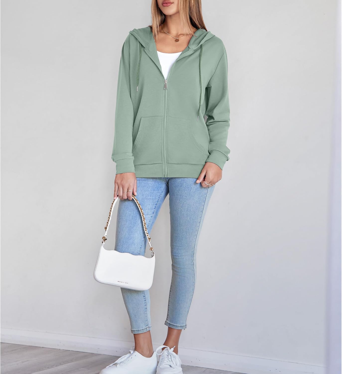 Womens Zip Up Hoodies Long Sleeve Hooded Sweatshirts Lightweight Fall Fashion Clothes Casual Trendy Jacket - Image 4