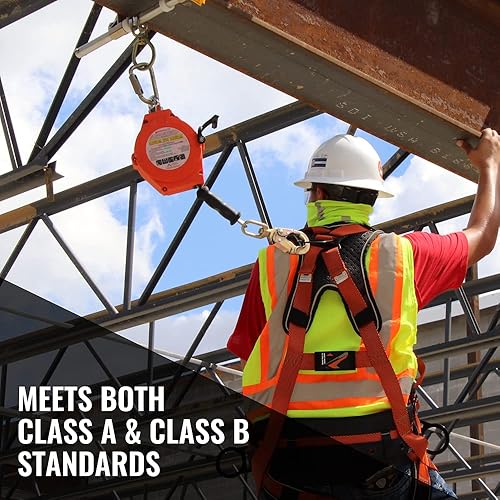 Miniatura 8 de Malta Dynamics Hybrid Hog Class 1 Línea de vida auto retráctil de 20 pies, sistema de frenado de acción rápida, cable YoYo, cordón de seguridad