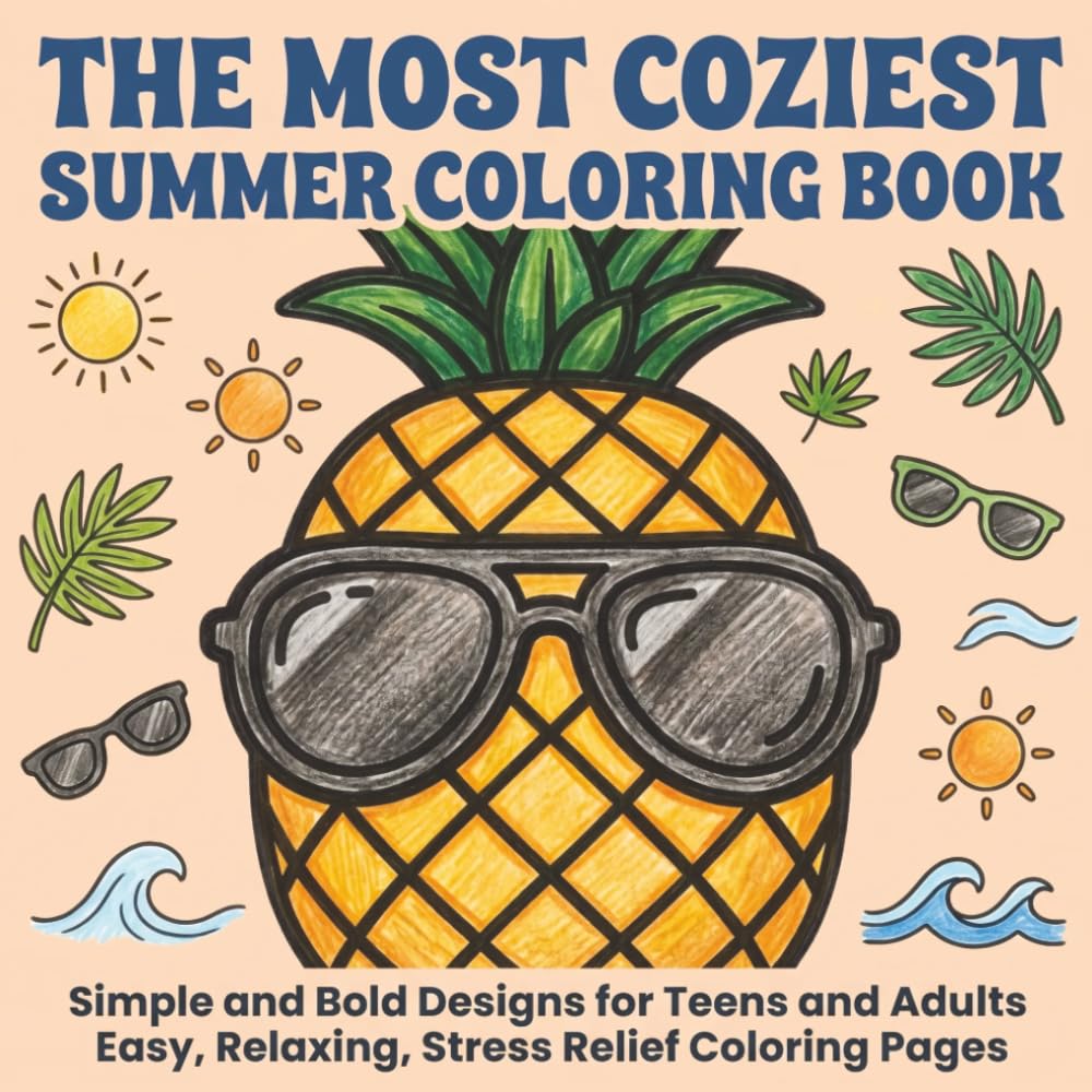 The Most Coziest Summer Coloring Book: Simple and Bold Designs for Teens and Adults | Easy, Relaxing, Stress Relief Coloring Pages (The Most Coziest Coloring Books)