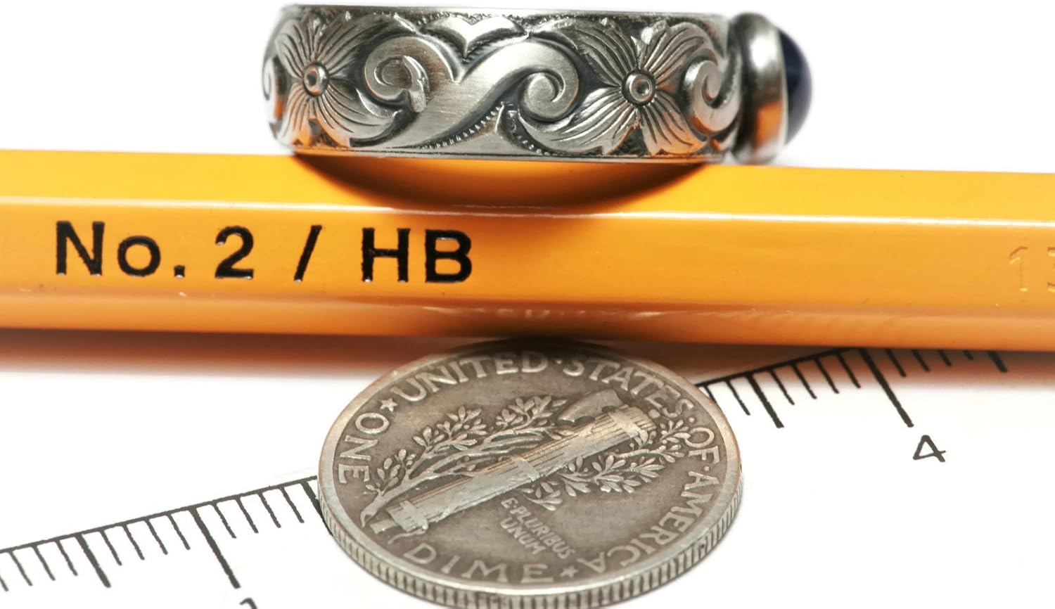 Created Blue Star Sapphire Ring Flower Wave Pattern Vintage Silver