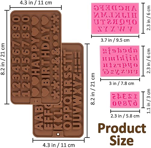 Miniatura 4 de 4 moldes de silicona para chocolate, moldes de silicona para letras y moldes de chocolate con números con símbolos de decoración de pasteles de