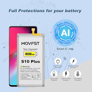 Replacement Battery for Samsung Galaxy S10 Plus,4500mAh High Capacity Battery Fit for Samsung Galaxy S10 Plus Model SM-G975 G975A/V/T/P with Repair Tool Kits,EB-BG975ABU