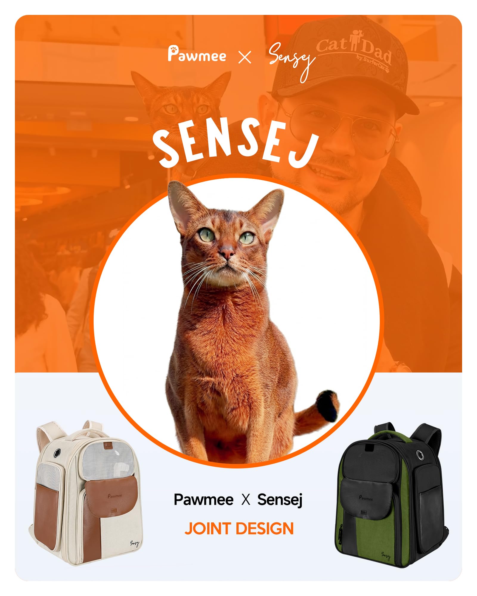 Amazon.com : Sensej x Pawmee Cat Carrier Backpack with Cat Litter