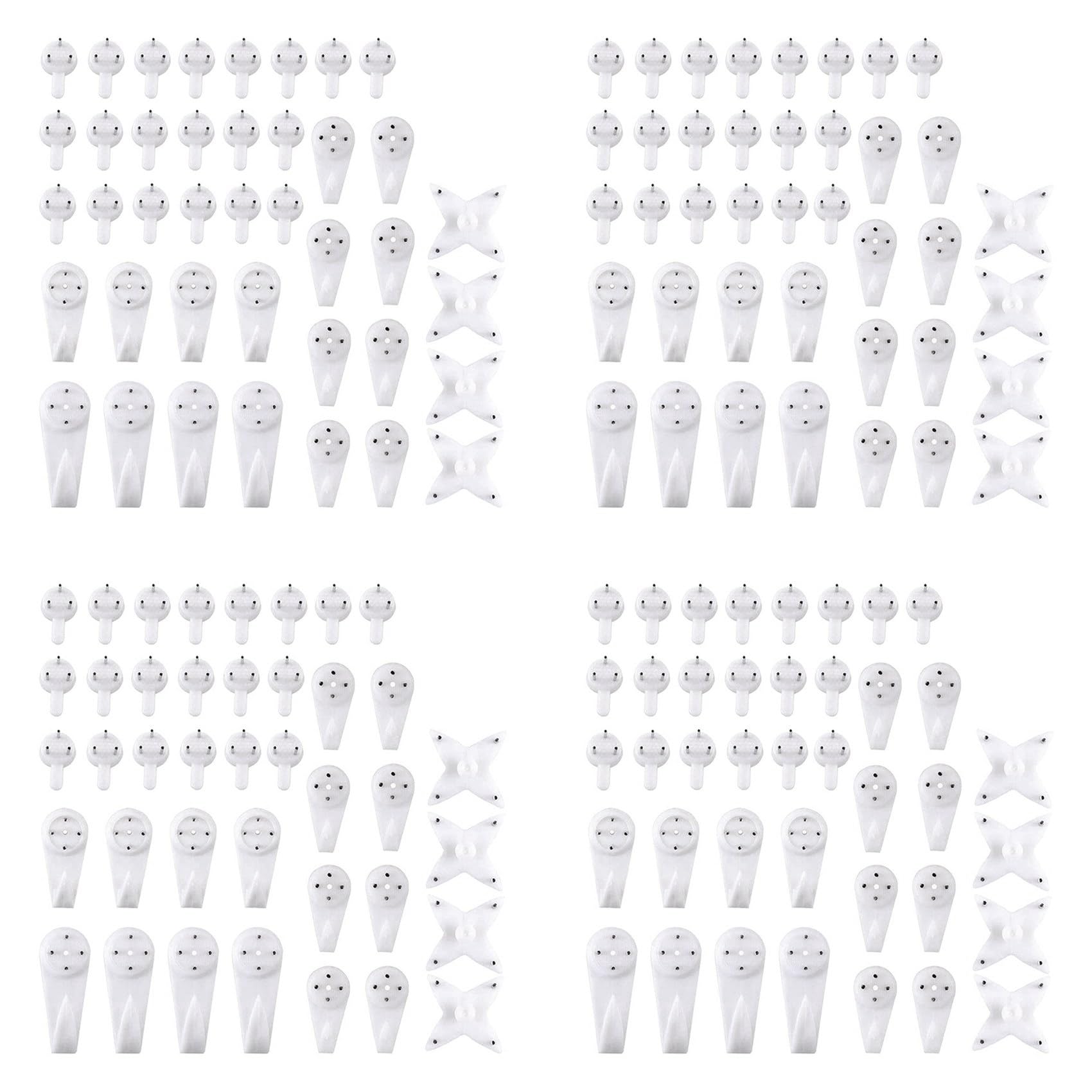 Jnchdghwa White 160Pc Nail Screws Wall Hooks Picture Hangers Traceless Photo Hook Multi Function Picture Painting Frame Hanger