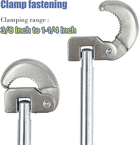 Miniatura 2 de Sutekus Llave de lavabo de 11 pulgadas con mordaza de capacidad de 38 a 1-14 pulgadas, llave de tubo con resorte para espacio reducido