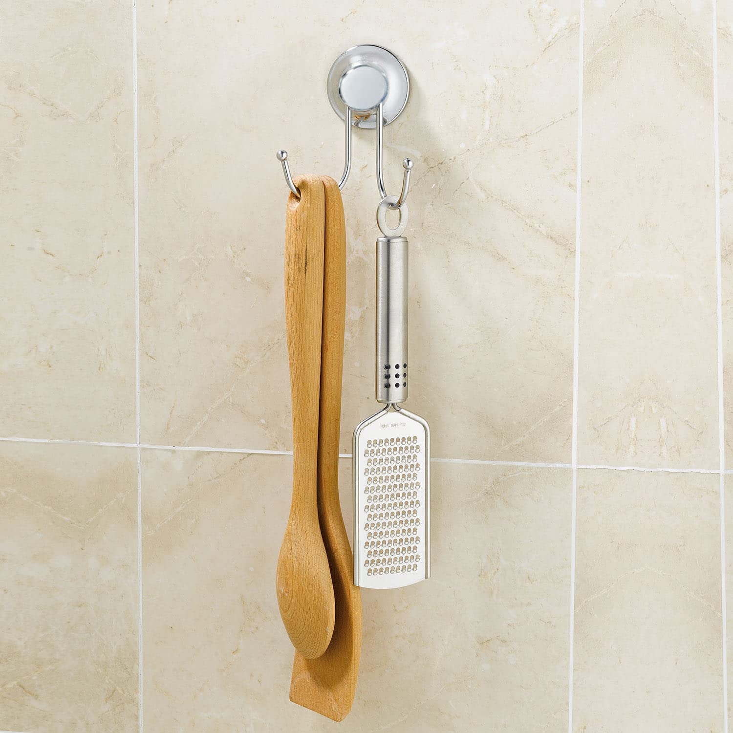 Vacuum Suction Double Robe Hooks, Chrome, Evl-10249B, El-10249B