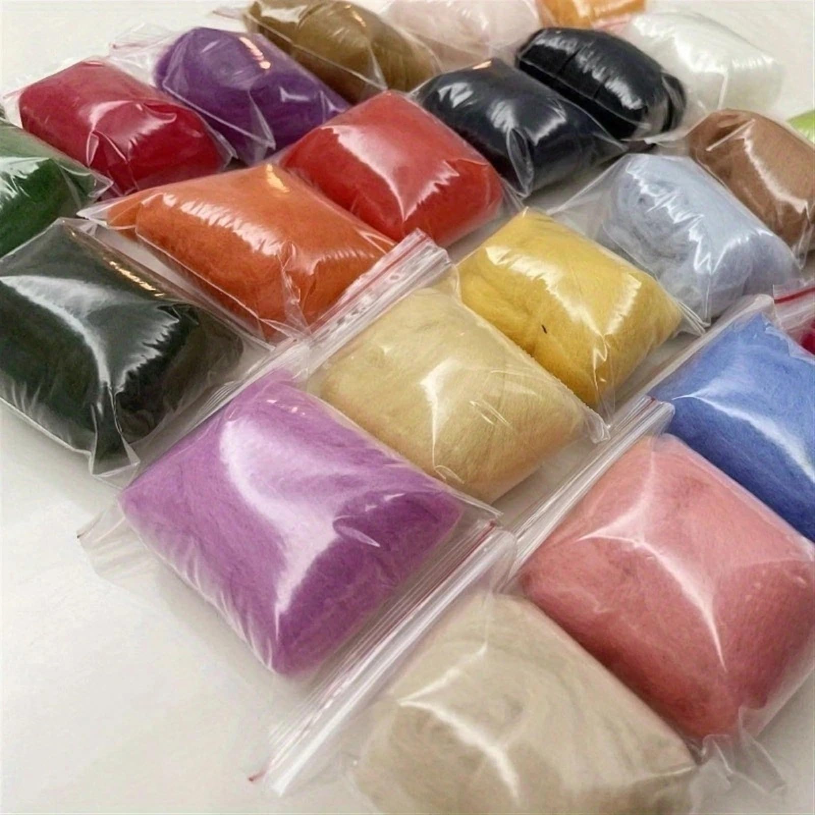 Wollroving 24 Farben for Nadelfilzen, Handspinnen, DIY, lustige Puppenhandarbeit Für Nadelfilzen