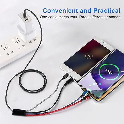 Miniatura 5 de SDBAUX Cable de carga USB A múltiple, USB A a 4 en 1, adaptador de cable de carga rápida USB dual IP tipo C Micro USB conectores compatibles con