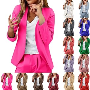Jacket for Women Blazer Lightweight Open Front Causal Solid Color Suit Coat Formal Cardigan Work Blazers