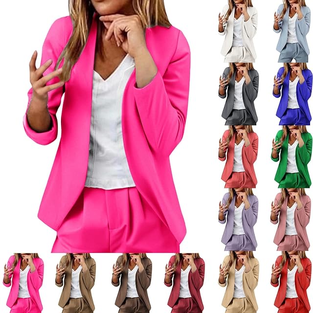 Jacket for Women Blazer Lightweight Open Front Causal Solid Color Suit Coat Formal Cardigan Work Blazers