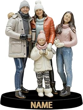 Personalized Imitation Ceramic Family Photo Desktop Acrylic Plaque Custom Family Portrait Figurine Trinket Caricature Portrait Desk Name Plate for Dad Mom
