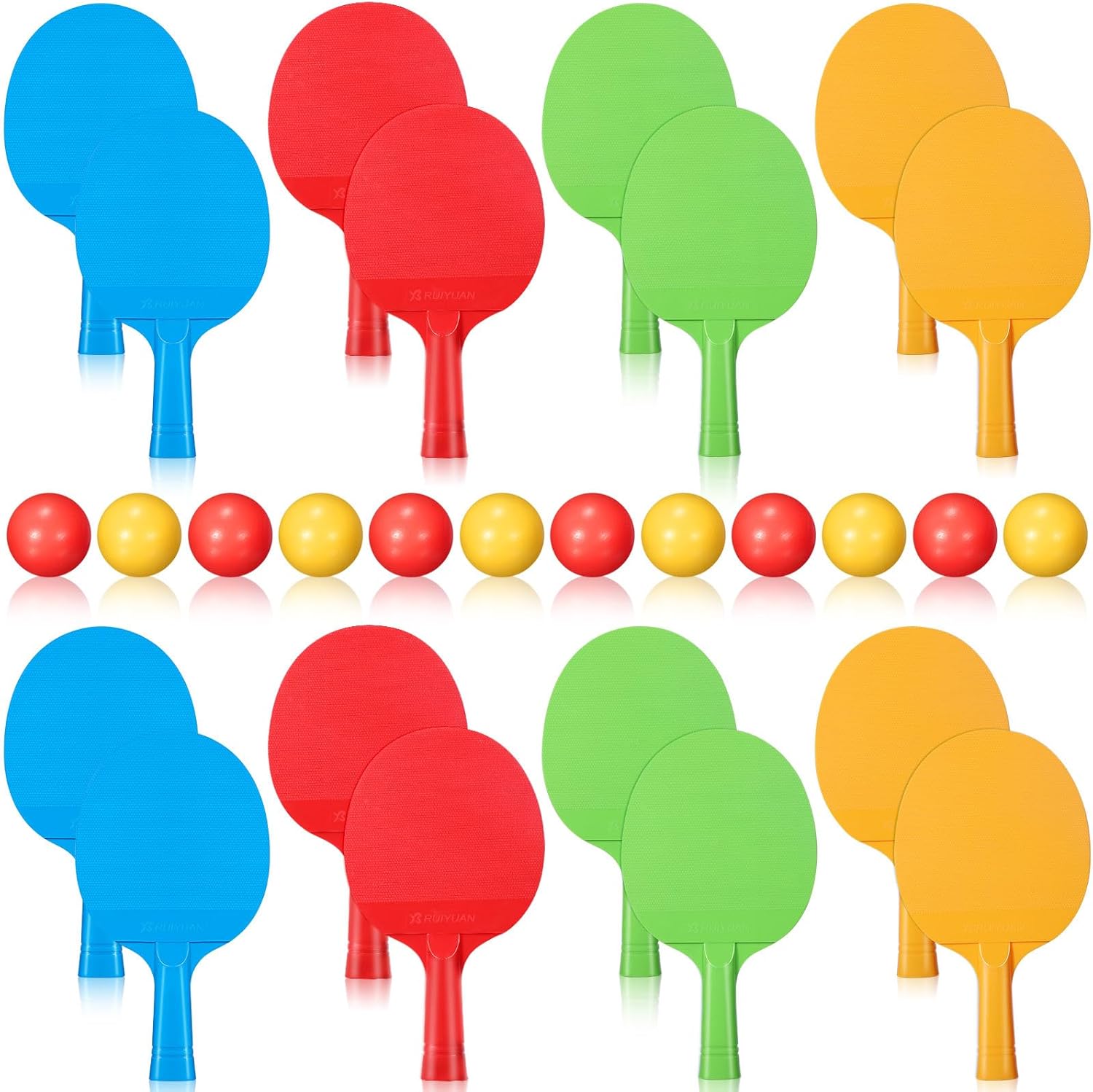 Junkin 16 Pcs Plastic Table Tennis Paddles and Balls Set