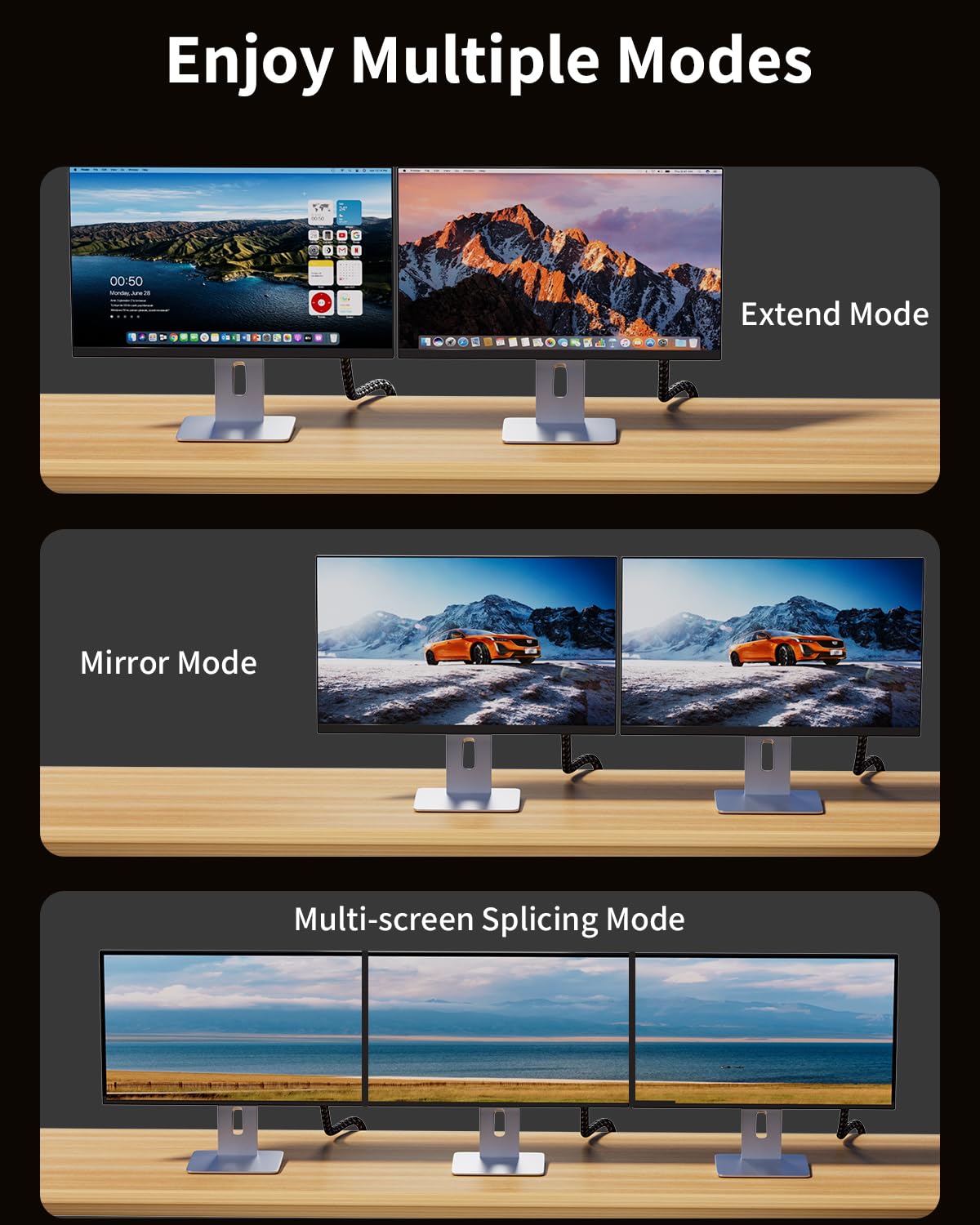 Câble DisplayPort vers HDMI 4K 2M, Unidirectionnel DP vers HDMI Mâle UHD 4K@30Hz/2K@60Hz/1080P@120Hz, Cordon DP vers HDTV en Nylon pour Dell, Vidéoprojecteur, PC de Bureau, NVIDIA, Lenovo, HP