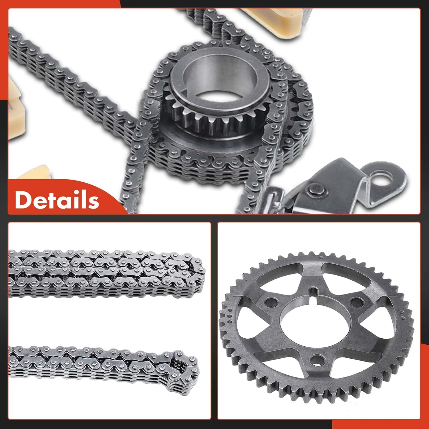A-Premium Set of 9PCS Engine Timing Chain Kit W/Tensioner & Guide & Sprocket [fits DOHC, 4Cyl 2.0L 2.2L] Compatible with Honda S2000 2000 2001 2002 2003 [2.0L] & S2000 2004 2005 2006 2007 2009 [2.2L]