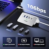 intpw USB C Hub 10 Gbps, 4 Portos USB Elosztó 2 Type-C/Type-A 3.2 Adatporttal, Alumínium USB 3.2 Hub 1m Kábellel Laptophoz PC Mac 4