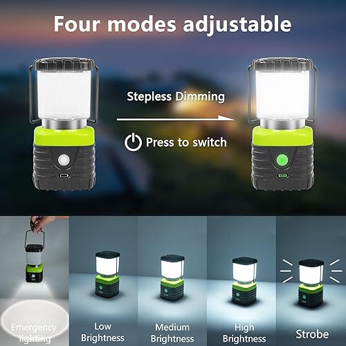 Miniatura 2 de Linterna de campamento LED de luz blanca de 6500 K, recargable de 1000 lúmenes, banco de energía de 4500 mAh, linterna para emergencias de