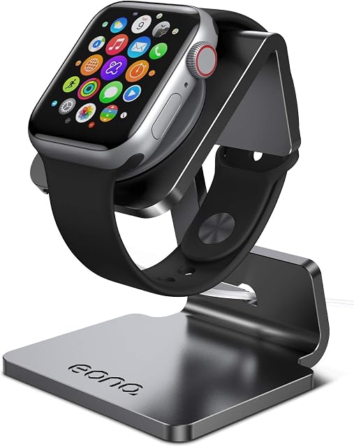 Amazon Brand - Eono Stand for Apple Watch Holder, iWatch 8 Charging Stand Desk Charging Dock Station Designed for Apple Watch Ultra Series 8/7/6/SE/5/4/3/2/1 (40mm/44mm/41mm/45mm) No Charger - Black