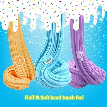 6 Pack Fluffy Butter Slime Kit, Include 6 Pack Cute Mini Charms, DIY Butter Slime Party Gift,Super Soft and Non-Sticky, Stress Relief Toy for Girls and Boys
