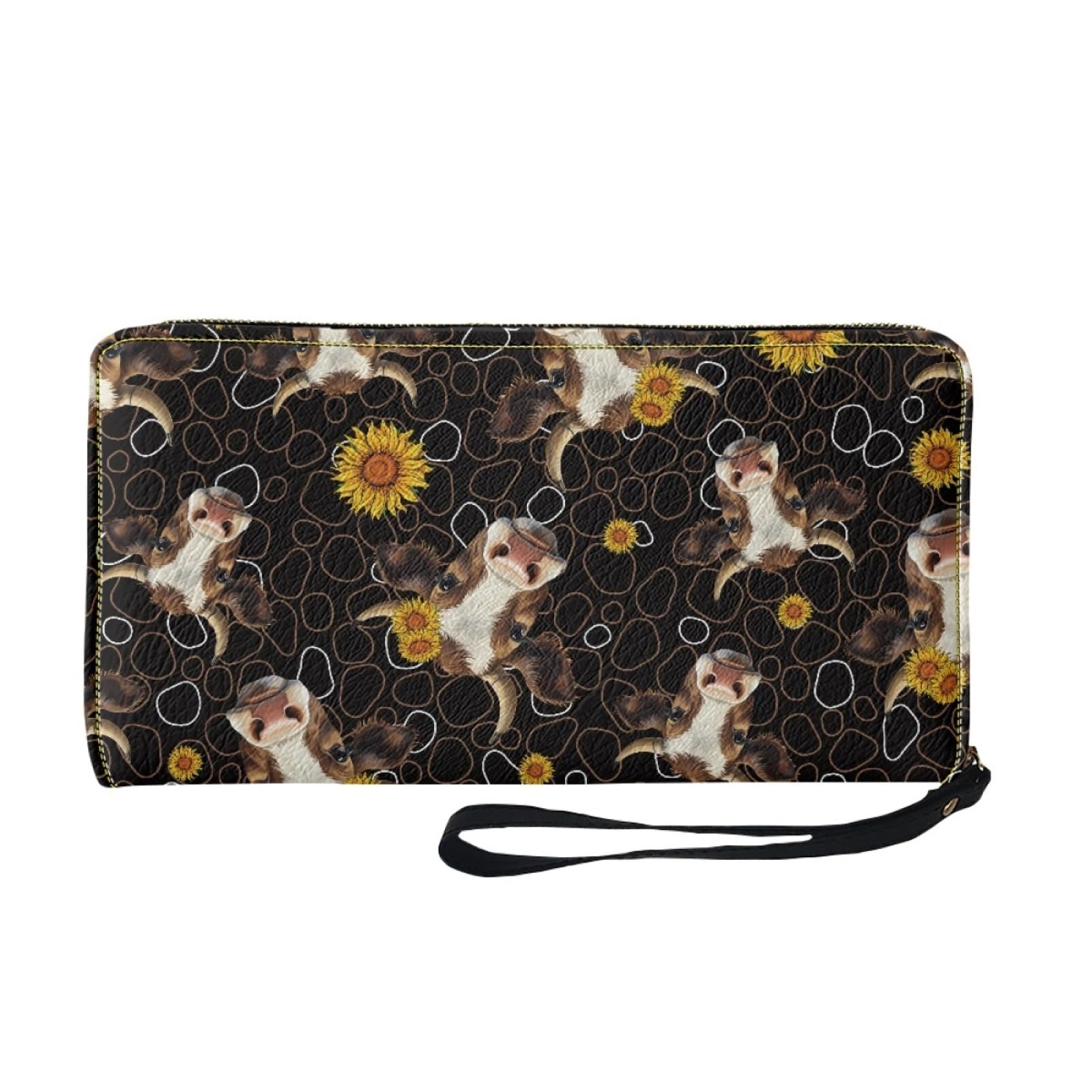 Portafoglio Donna Portamonete Porta Carte di Credito Donna Uomo Wallet | Portafogli con Zip e Cinturino da Polso Leggero Durabile Portatile,Impermeabile Cuoio,Girosole Marrone 11x20cm/2 Unità