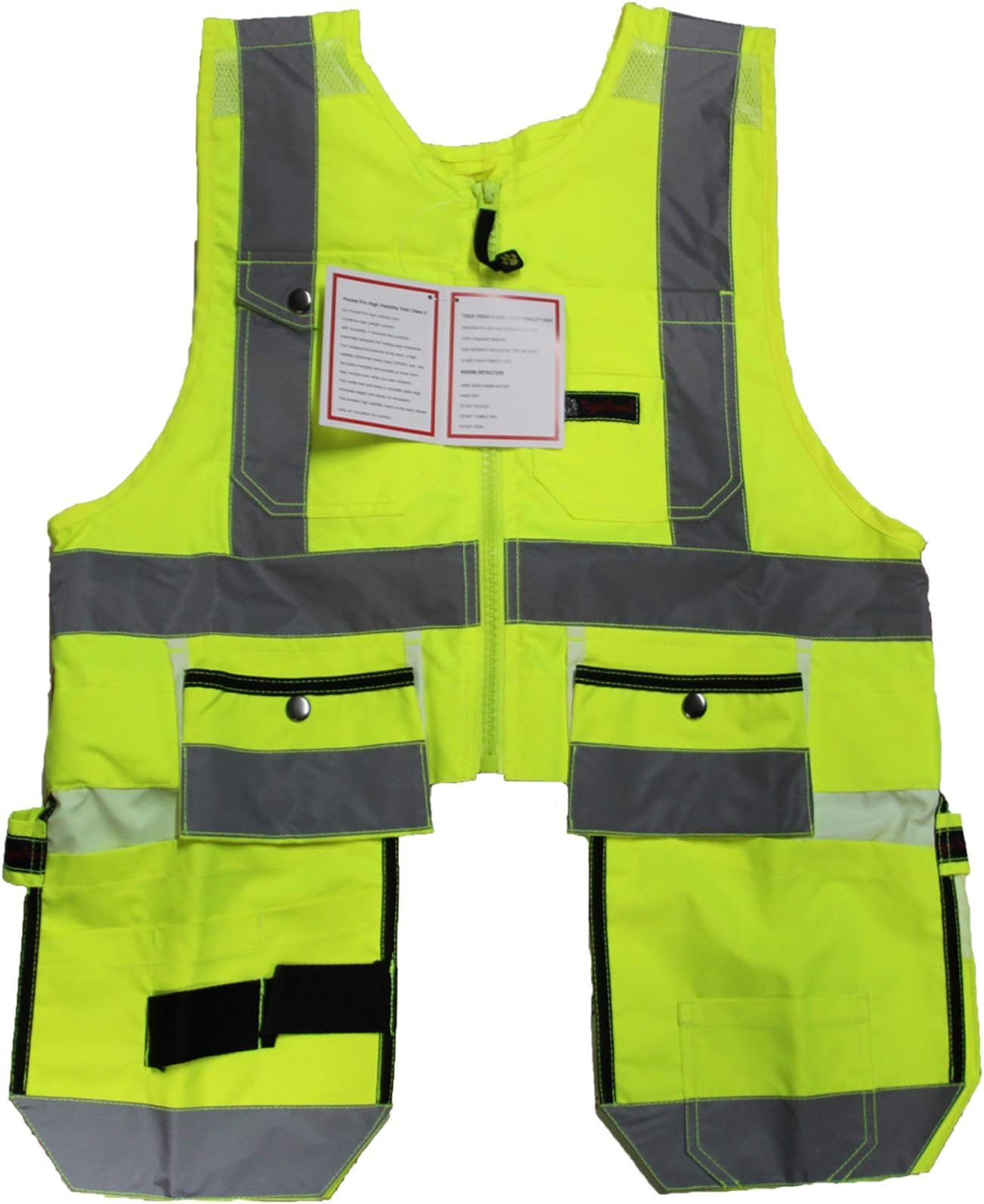 Men Work Vest Pockets Utility Vest Tool Pockets Pro (XX-Large, Safety Yellow)