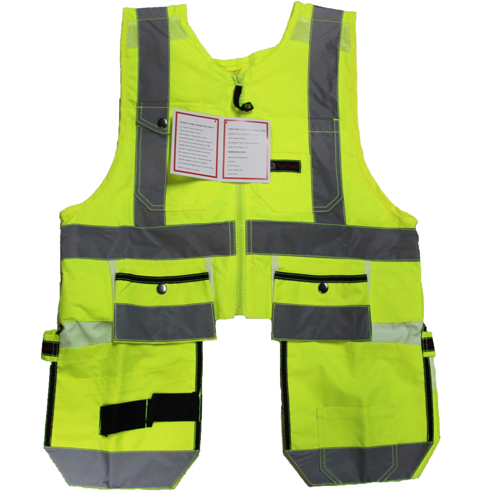 Men Work Vest Pockets Utility Vest Tool Pockets Pro (XX-Large, Safety Yellow)