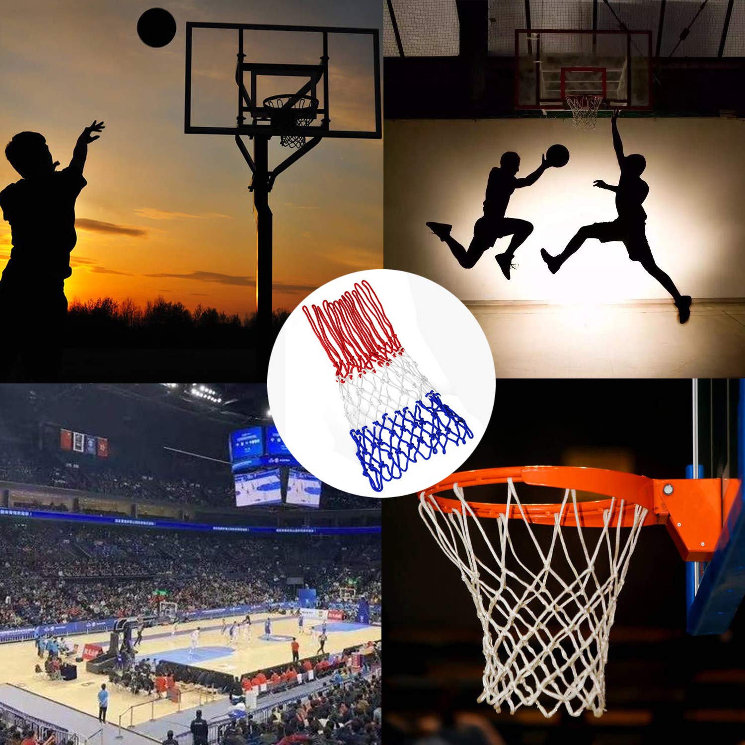 2 juegos de red de nailon de repuesto para baloncesto con 12 agujeros estándar para canasta de baloncesto para entrenamiento al aire libre
