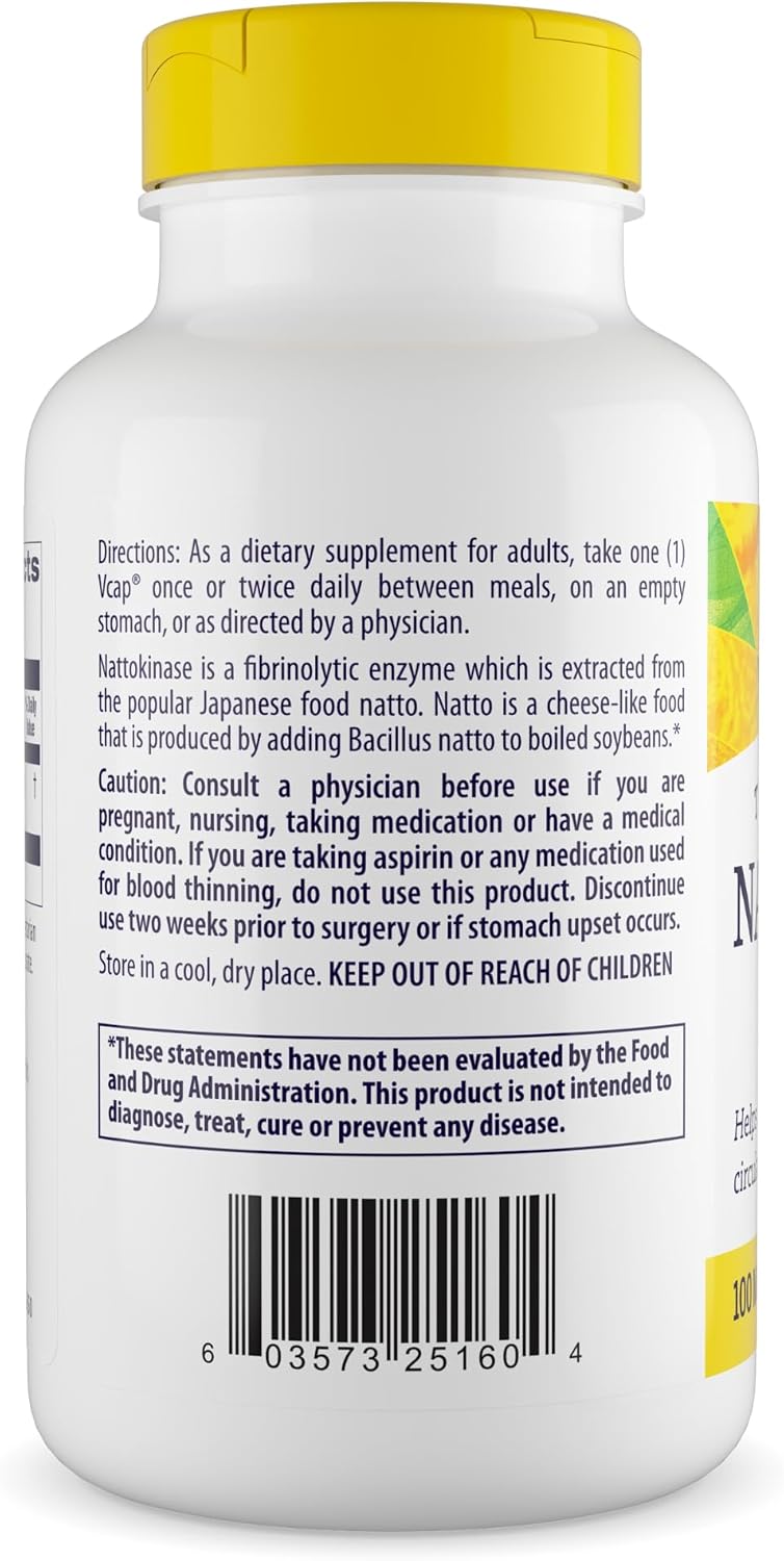 Healthy Origins Nattokinase 2,000 FU's (100 mg, Non-GMO, Gluten Free, Circulatory Support), 180 Veggie Caps