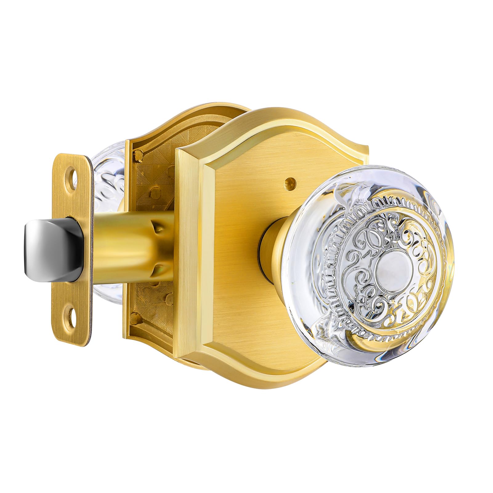 Vintage Brass Glass Door Knobs with Lock -24