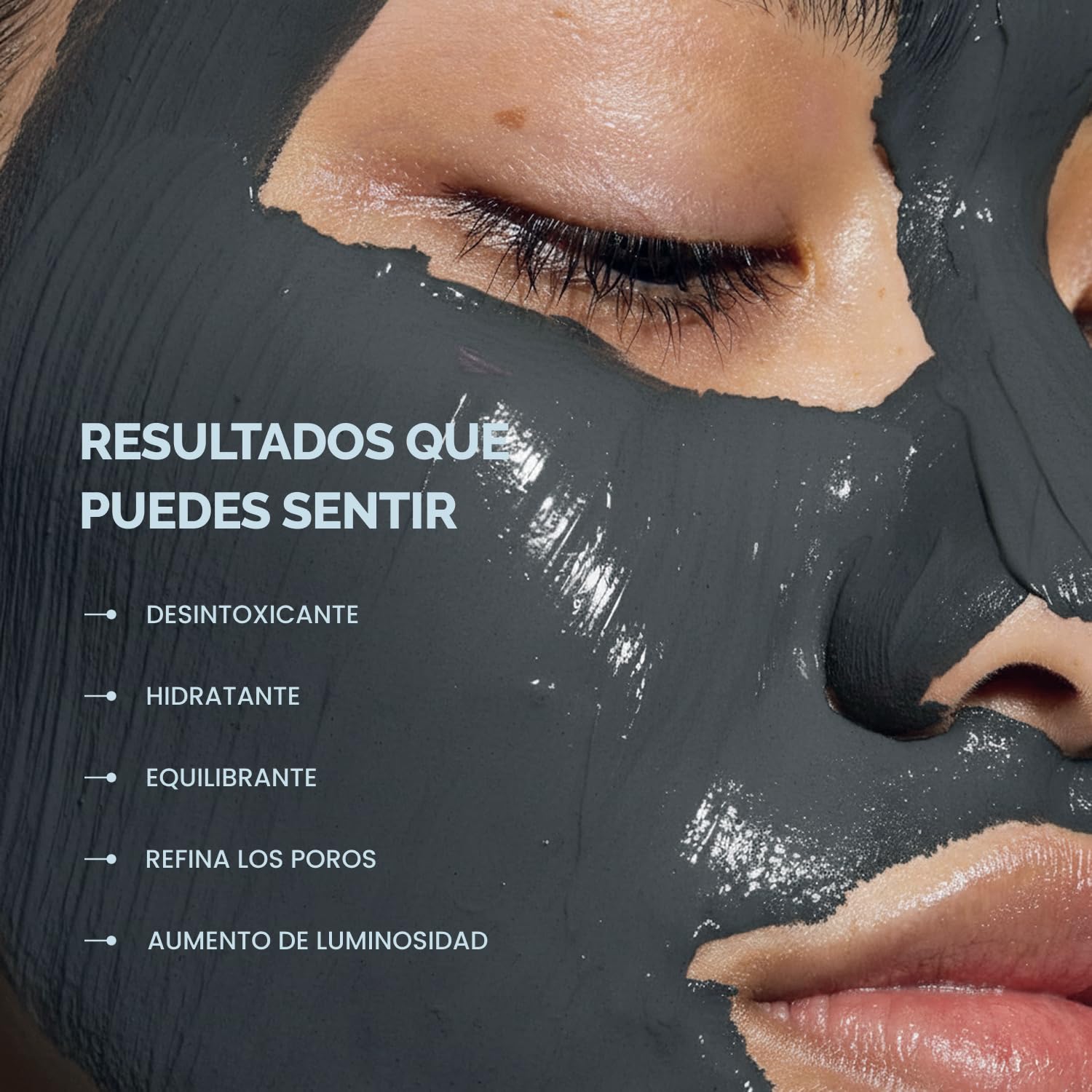 PLANTIFIQUE Mascarilla Facial Coreana Arcilla Volcánica y Mar Muerto – Mascarilla Rostro Carbón, Ácido Hialurónico, Aceite de Jojoba y Manteca de Karité – Purifica, Refina Poros, Hidrata y Calma, 110g