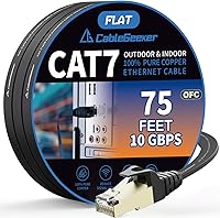 Vista 1 de Cable blindado Cat 7 para conexión de Ethernet (cable de la más alta velocidad), plano, tiene un conector RJ45 a prueba de enganche, para módem