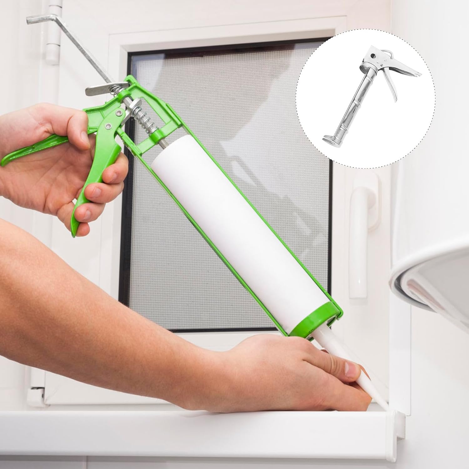 PRETYZOOM Drip-free Caulk Dispenser and Caulking Sprayer Tool with Silicone Seal, Ergonomic Handheld Construction Caulk Applicator for Window Seal and Adhesive Projects image 4