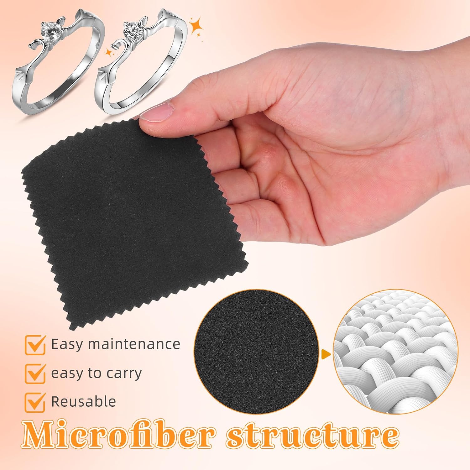 VOSAREA Jewelry Polishing Cloth 8x8cm Suede Fabric 50pcs for Silver Watch