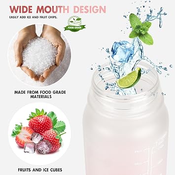 GXCROR 2L Leakproof Water Bottle with Straw, BPA Free, Anti Rupture, Perfect for Daily Use, Fitness and Outdoor Activities