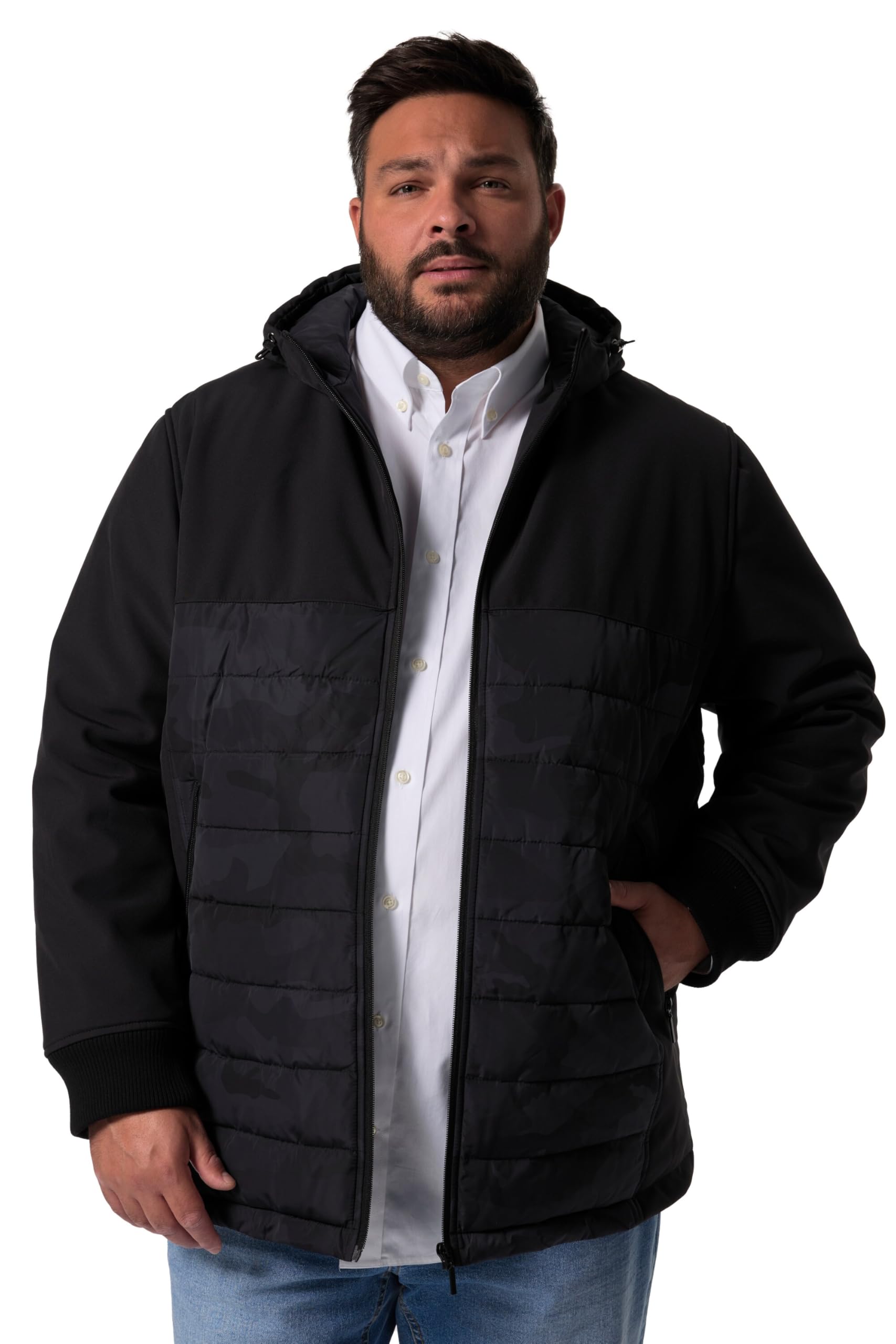 Men Plus Herren große Größen Übergrößen Menswear L-8XL Steppjacke, Kapuze, Zipptaschen 837193