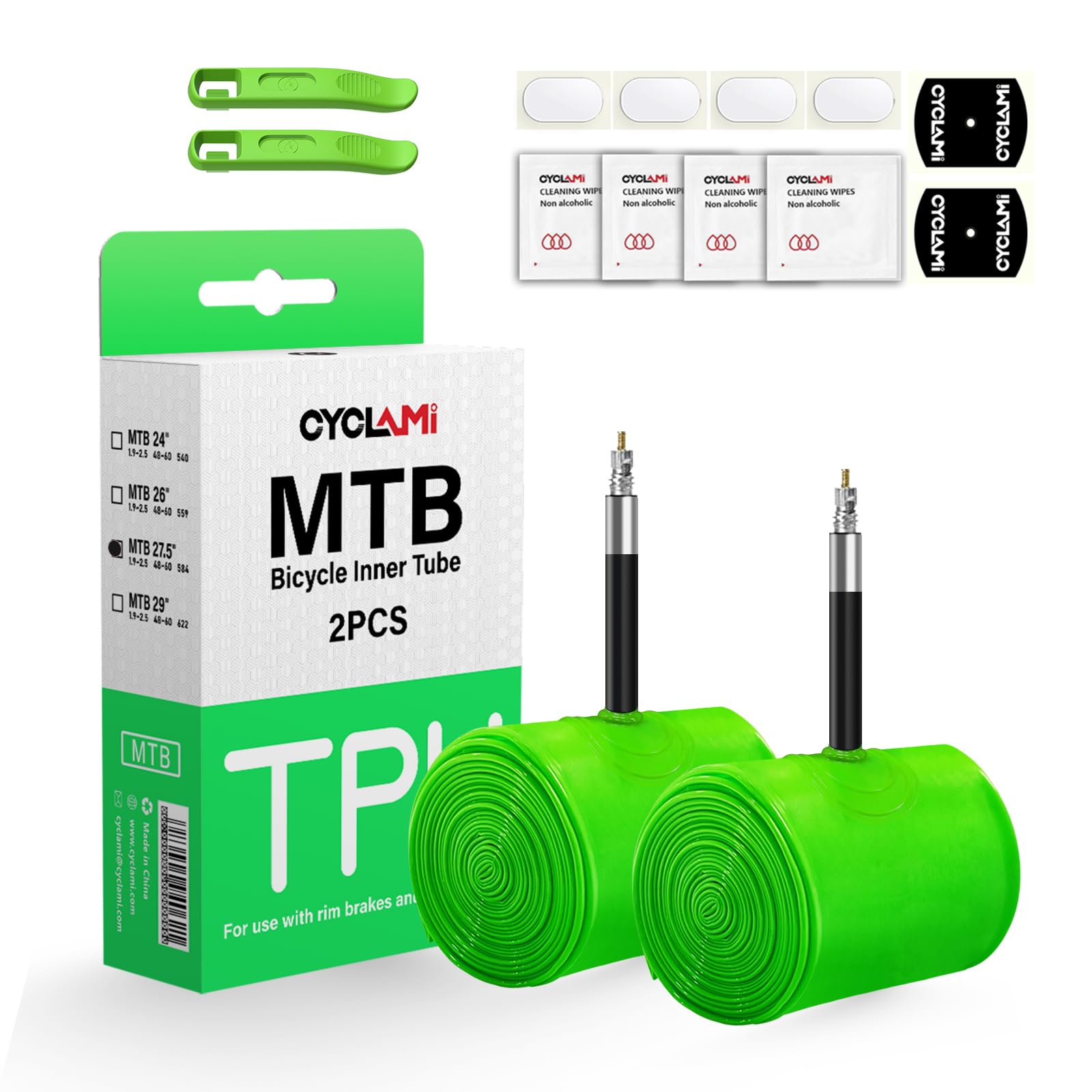 Paquete de 2 tubos interiores ultraligeros de TPU para bicicleta de montaña de 29/27.5/26 pulgadas | Compatible con neumáticos de 73.7/69.8/66 cm x 1.9-2.5 | Válvula Presta de 45 mm francesa