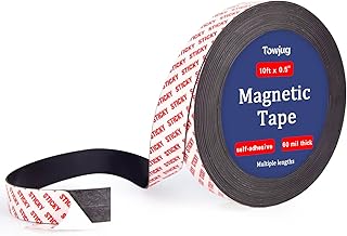 10 Feet x1/2 in Magnetic Tape Strips Roll with Adhesive Backing, Flexibl...