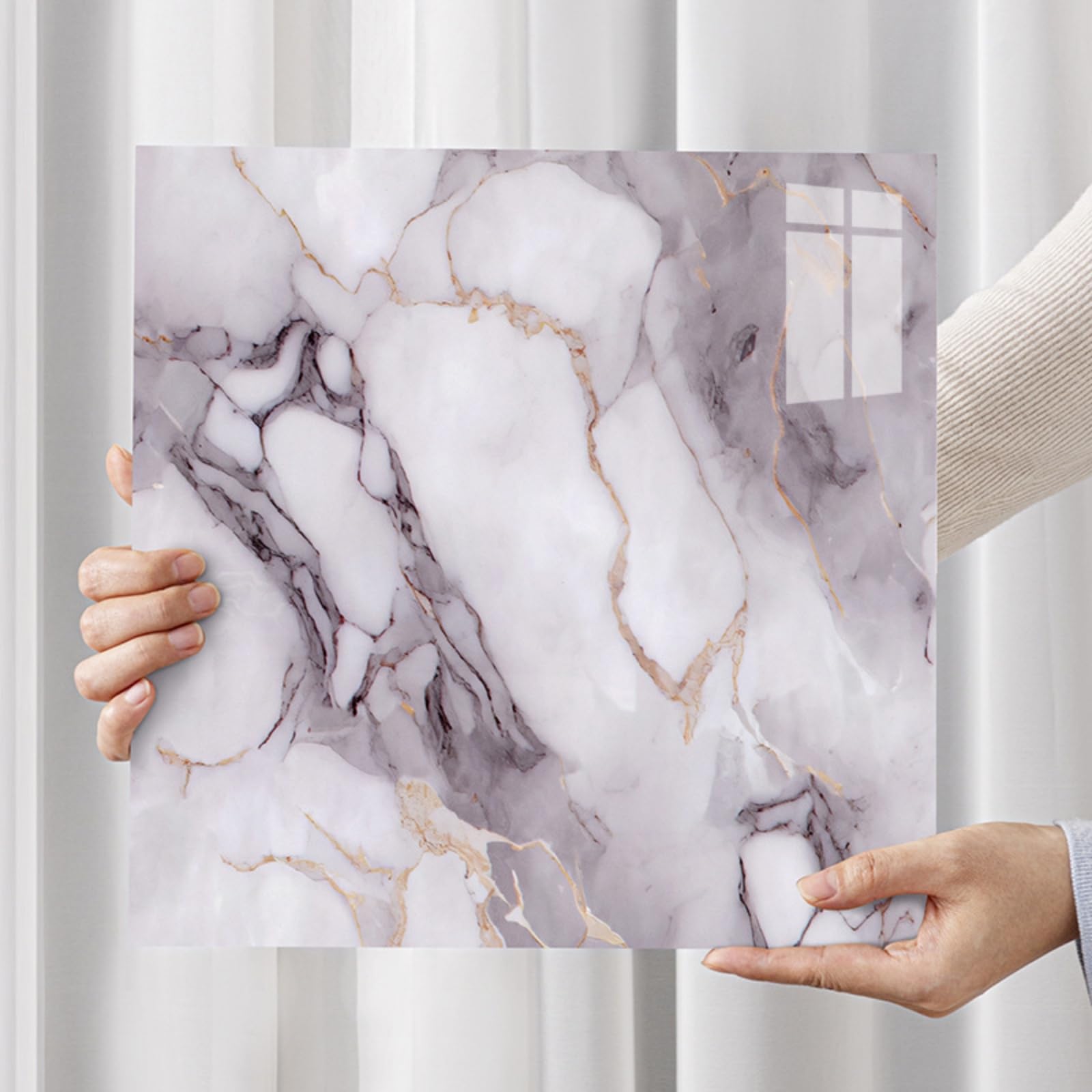 30x30cm 3D Marble Wall Stickers, 2.5mm Thick XPE Foam Self-Adhesive Panels, Waterproof Peel and Stick Tile for Kitchen Bathroom Bedroom (50pcs-30x30cm,1120)