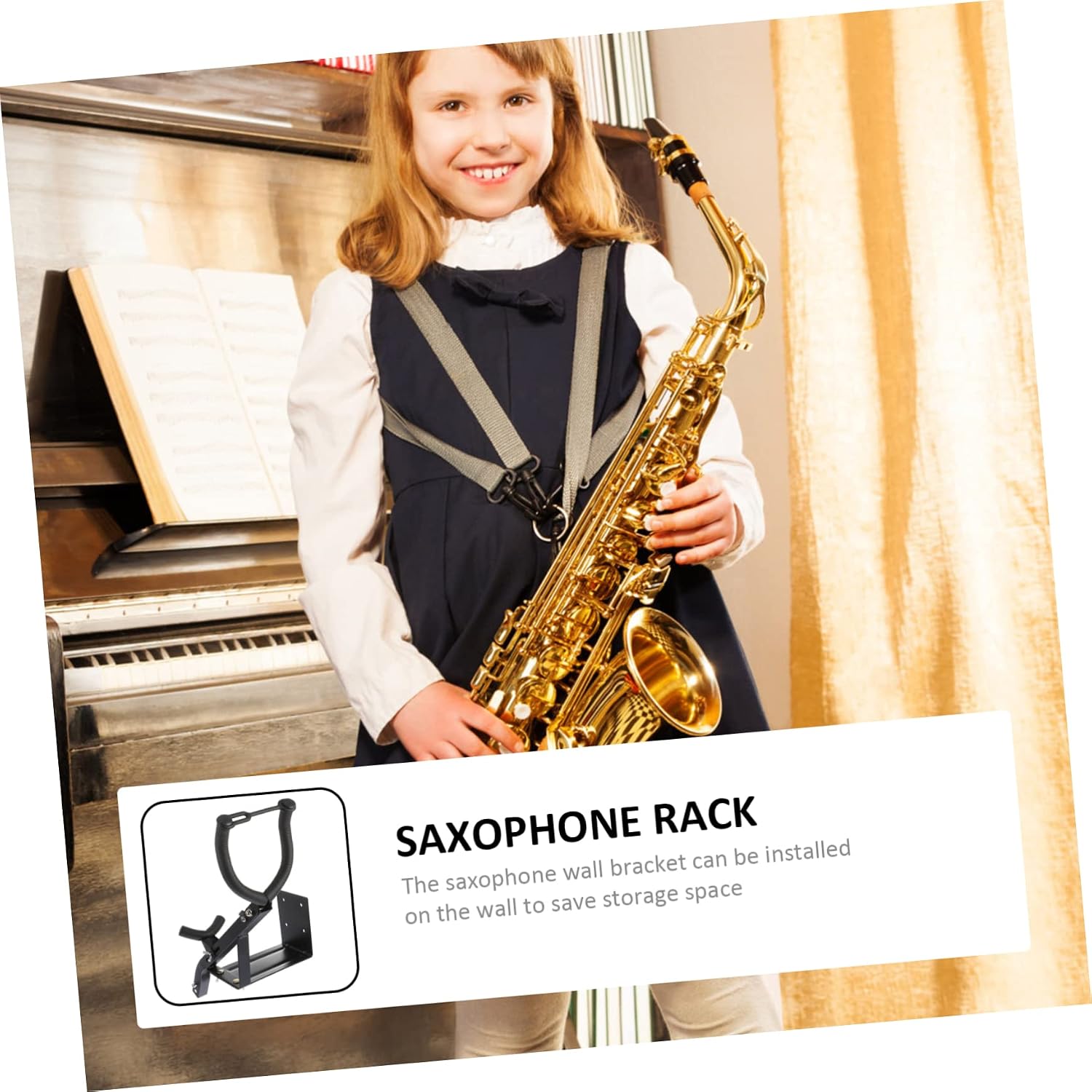 1pc Quality Saxophone Stand Saxophone Rack Holder Wall Mount Bracket Space Saving Design
