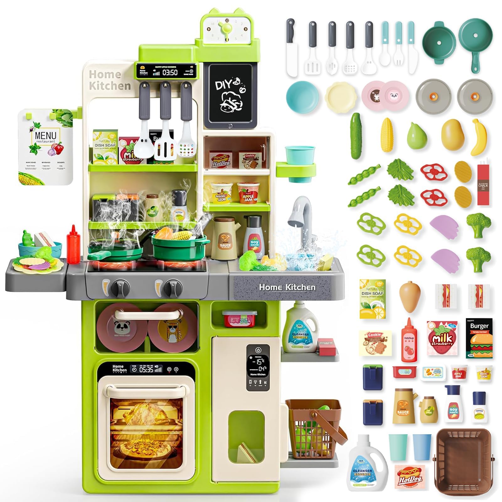 Kids Kitchen Playset Kitchen Toys For Toddlers With 63 Pcs