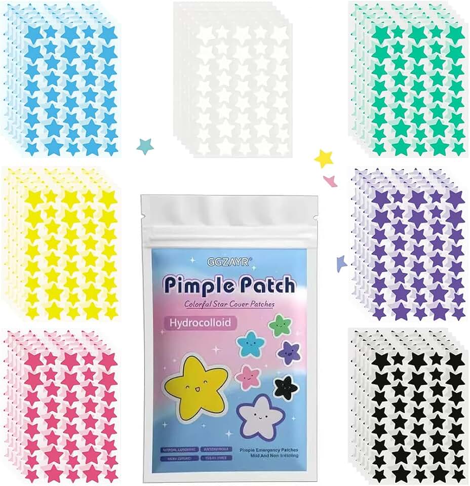 40 Adesivos Estrela para Espinhas Hydrocolloid Acne Patches Absorção de Impurezas Multicores, Tratamento Facial Estético (BRANCO)