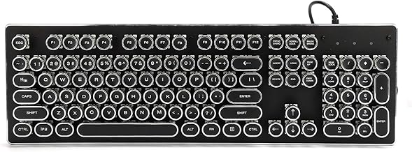 USB Gaming Keyboard 104 Keys Wired Waterproof Mechanical Keyboard with Color Backlight for Desktop Laptop Punk Retro Typewriter Keyboard Plug and Play (Black)