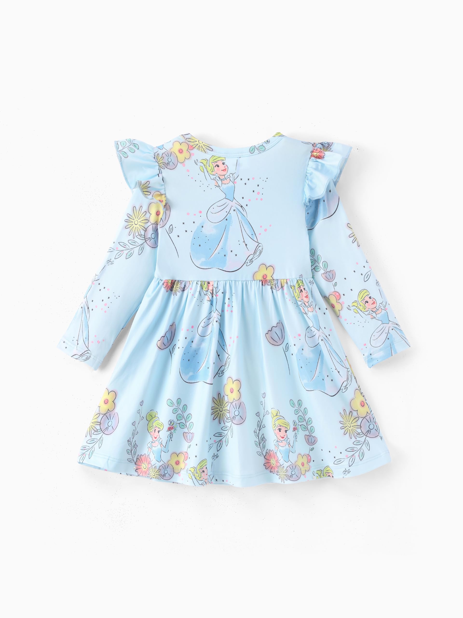 Disney Vestito da principessa per neonata con stampa floreale e maniche lunghe con volant | Abiti con licenza ufficiale: Frozen, Minnie, Princess, Stitch, Gwen, Trilli, Marie, Judy per casual, Halloween e Natale