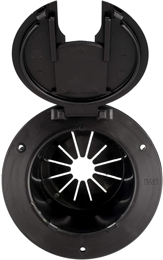 RecPro RV 50 Amp Power Cord Hatch Cover, Black, Snap Lock Door